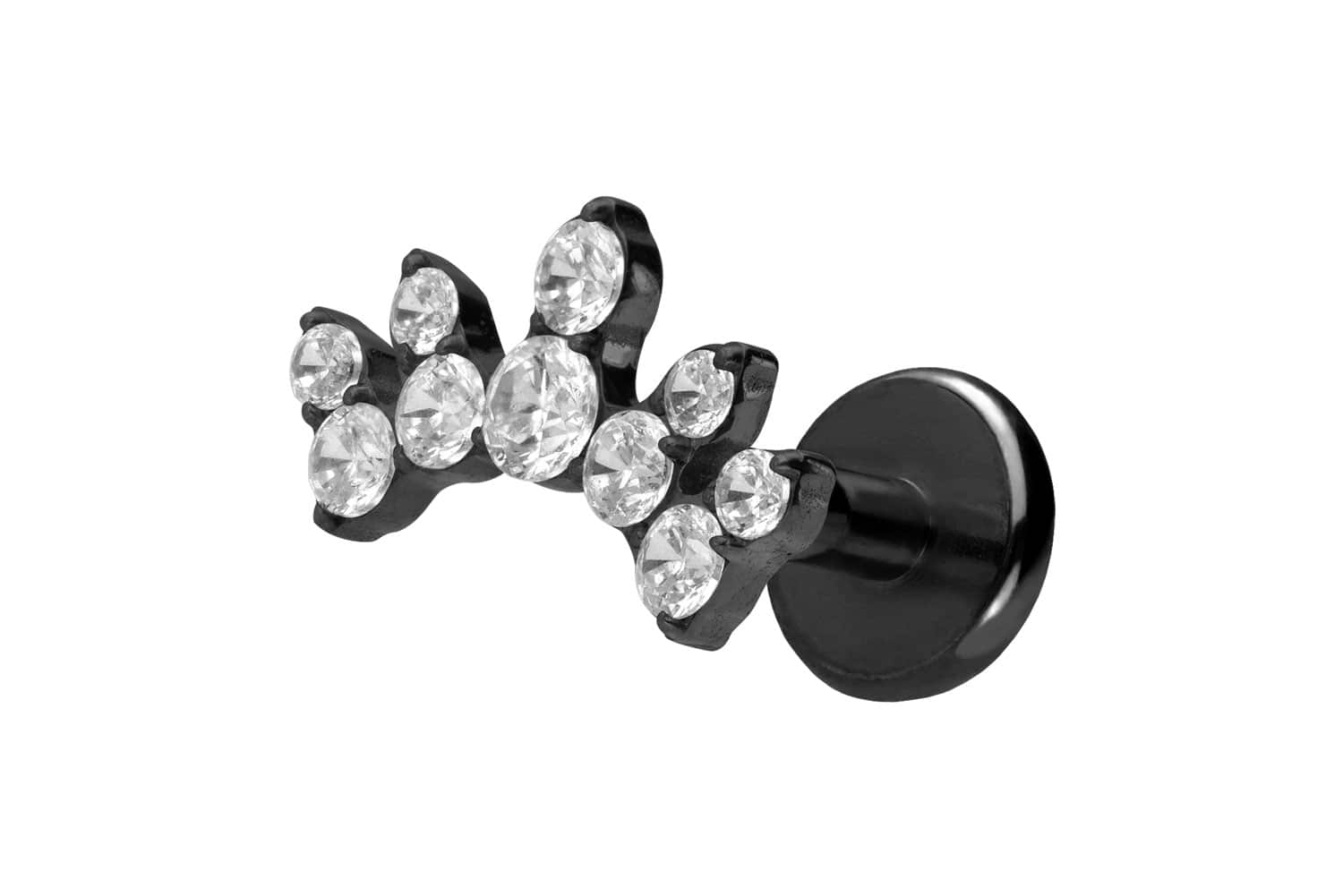 Titan Labret Piercing mit Push Fit KRISTALLBOGEN